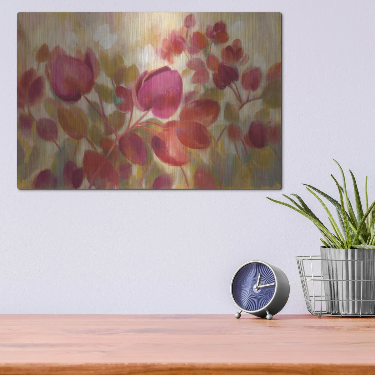 'Magenta Tropical' by Silvia Vassileva – Metal Wall Art, 16x12 room view