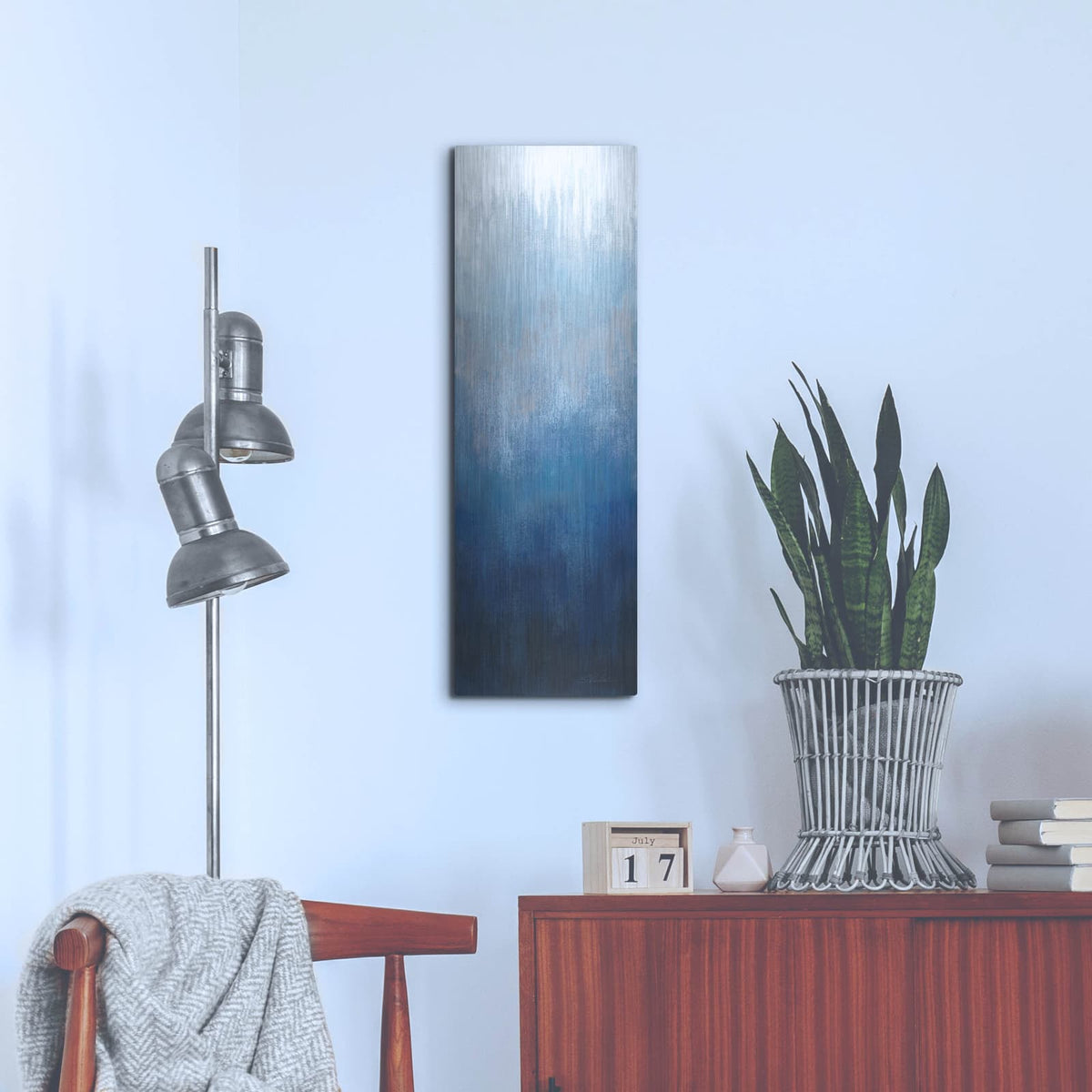 'Silver Wave I' by Silvia Vassileva – Metal Wall Art, 12x36 room view