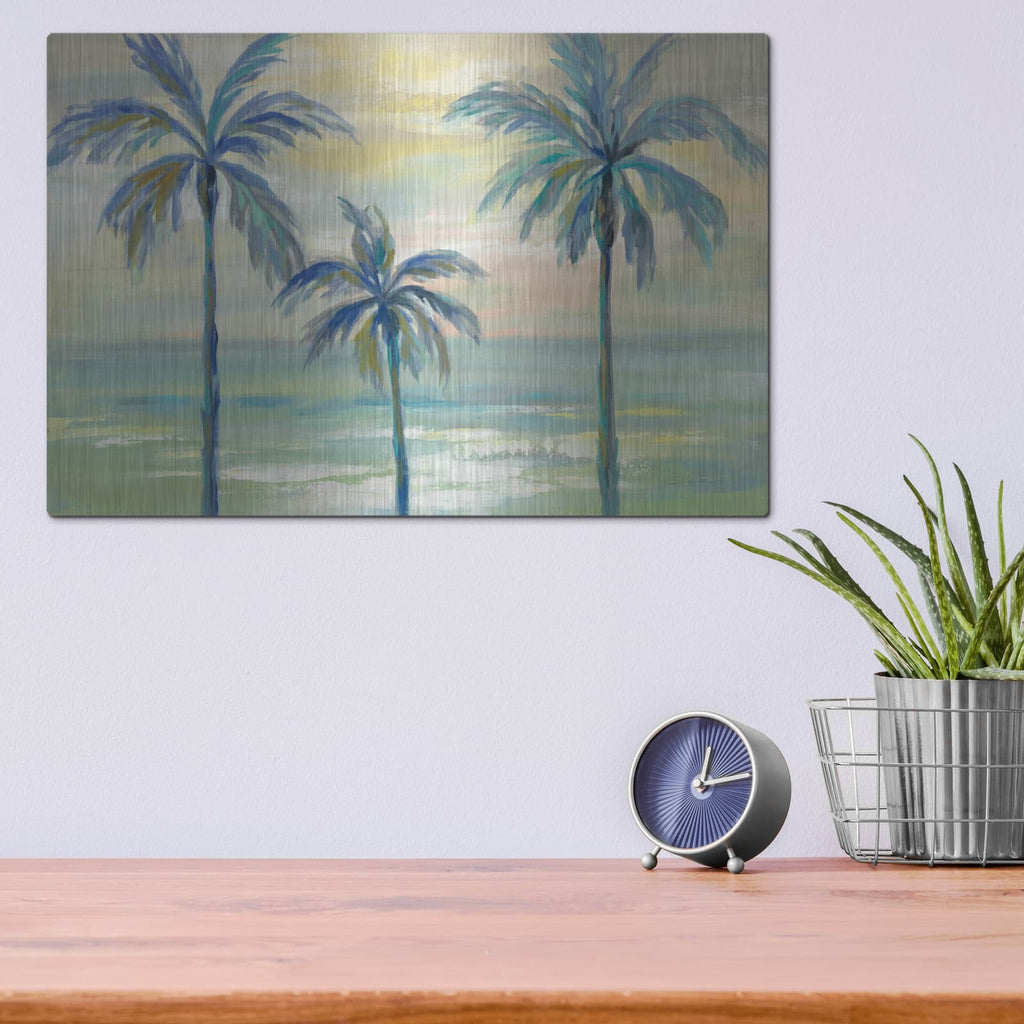 'Marine Layer Palms' by Silvia Vassileva – Metal Wall Art, 16x12 room view