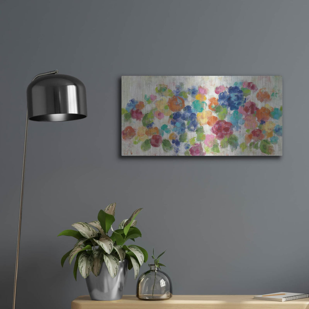 'Hydrangea Bouquet I' by Silvia Vassileva – Metal Wall Art, 24x12 room view