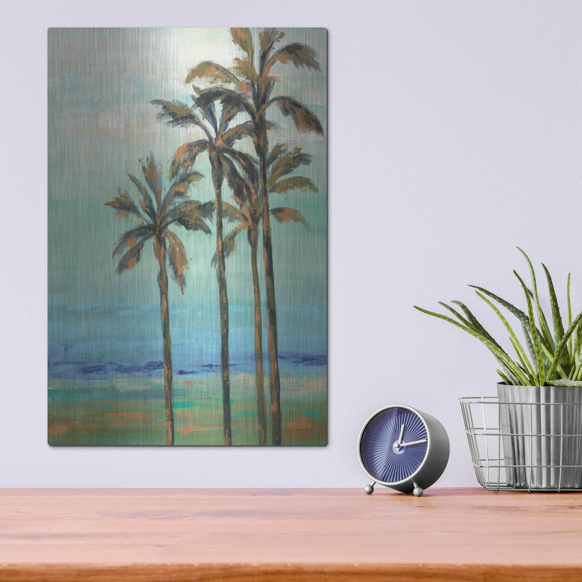 'Copper Palms I' by Silvia Vassileva – Metal Wall Art, 12x16 room view