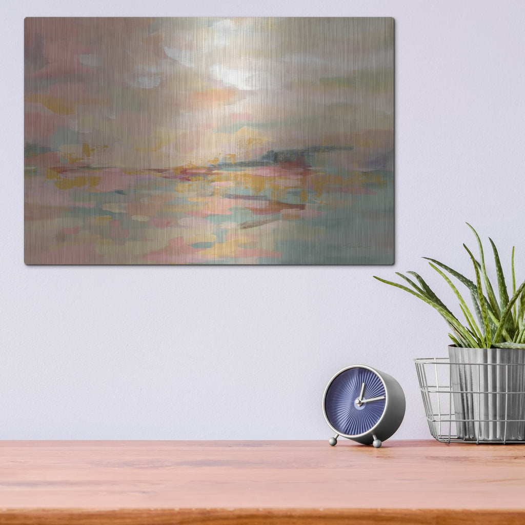 'Pink Waves' by Silvia Vassileva – Metal Wall Art, 16x12 room view