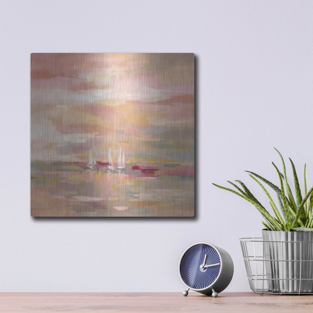 'Crimson Waves' by Silvia Vassileva – Metal Wall Art, 12x12 room view