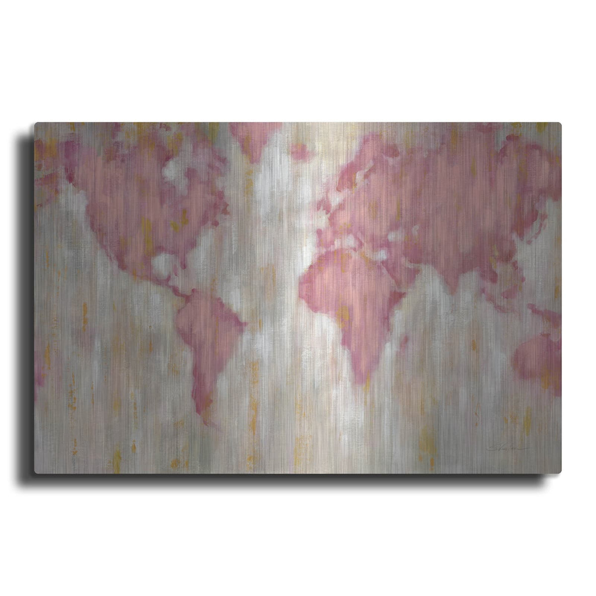 'Blush World Map' by Silvia Vassileva – Metal Wall Art