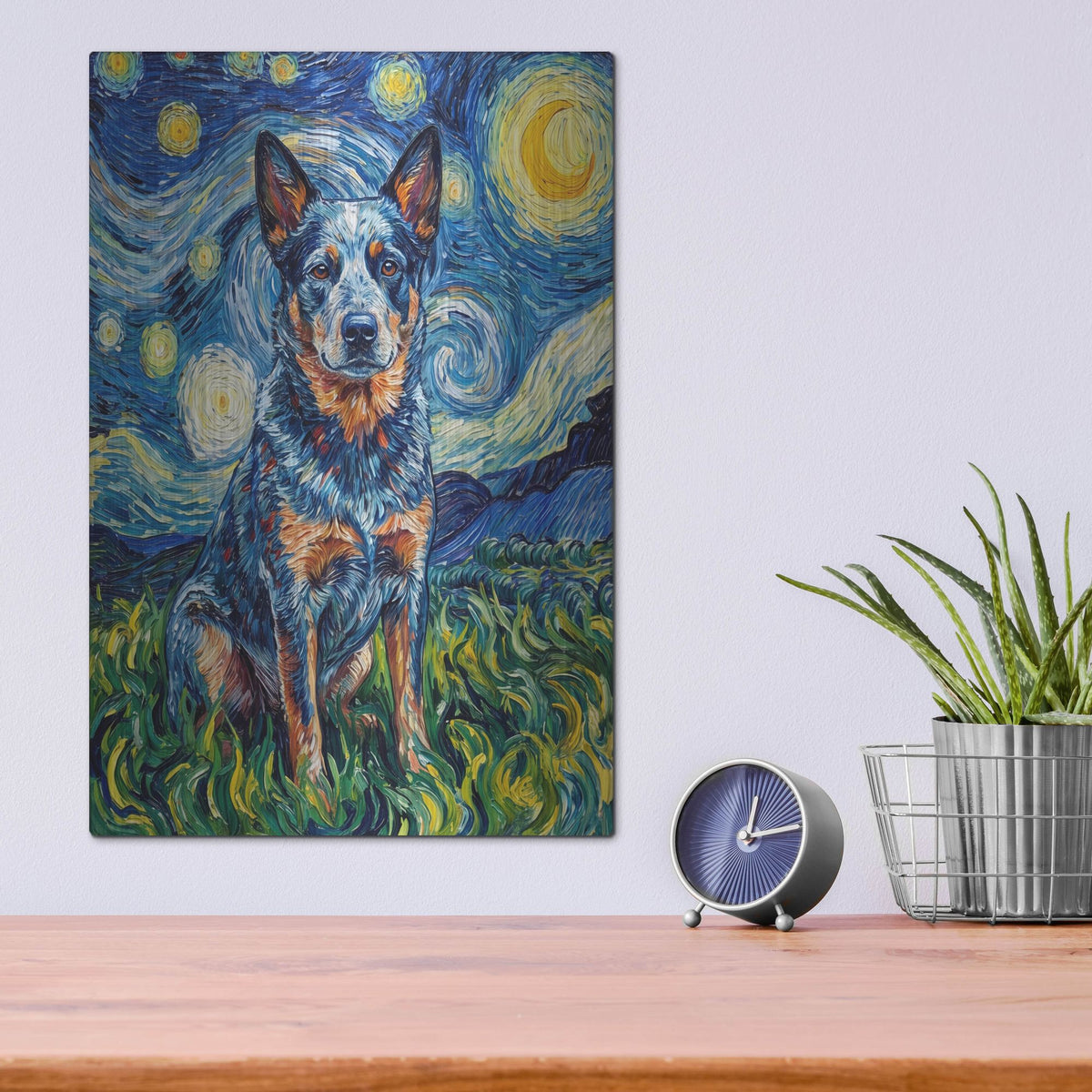 'Australian Cattle Dog Starry Night' by Rich Monet Metal Wall Art