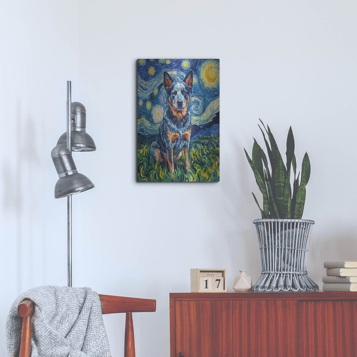 'Australian Cattle Dog Starry Night' by Rich Monet Metal Wall Art