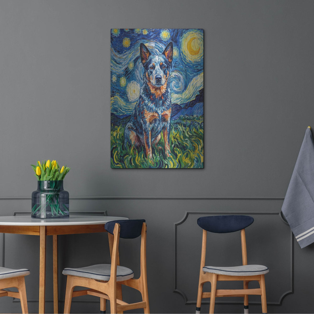 'Australian Cattle Dog Starry Night' by Rich Monet Metal Wall Art