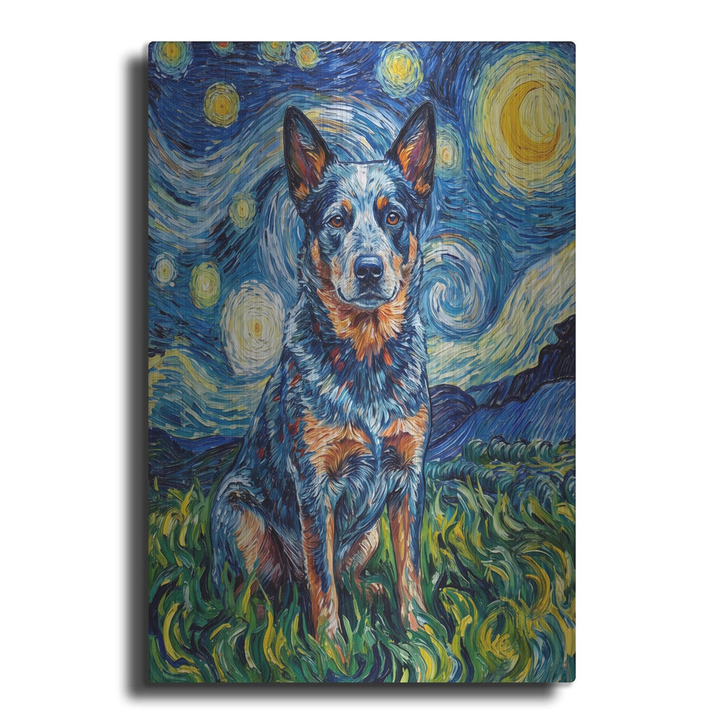 'Australian Cattle Dog Starry Night' by Rich Monet Metal Wall Art