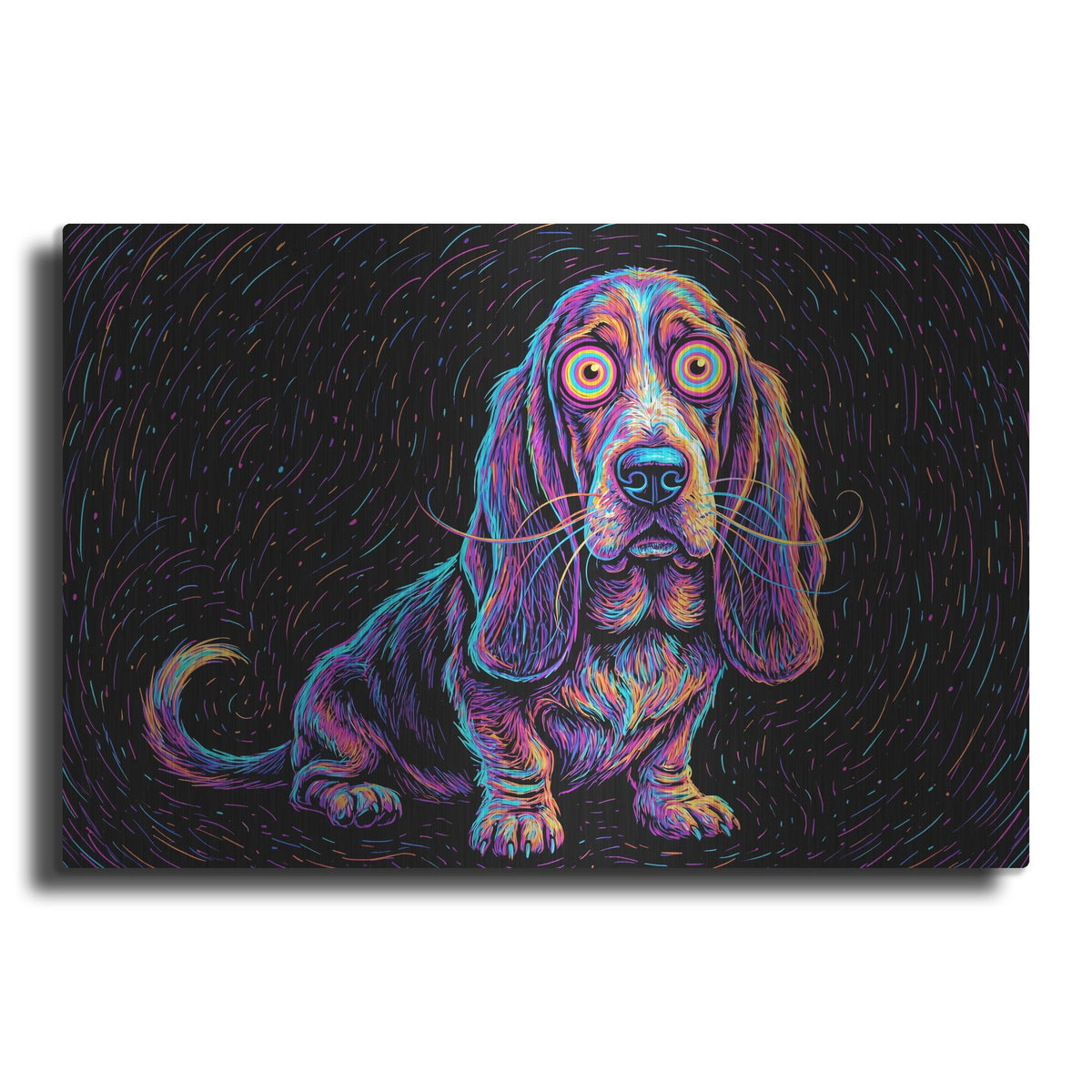 'Basset Hound Afraid Of Thunder' by Rich Monet Metal Wall Art