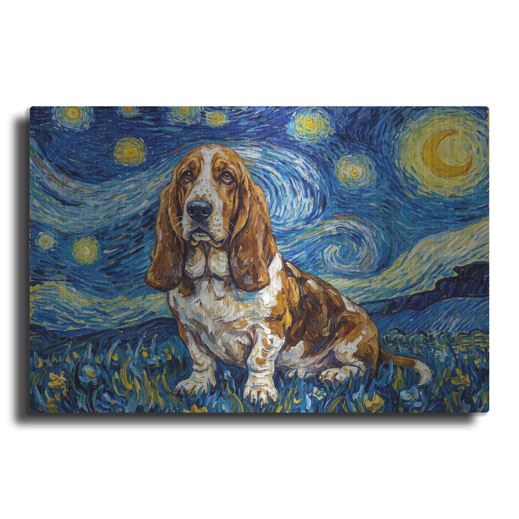 'Basset Hound Starry Night' by Rich Monet Metal Wall Art
