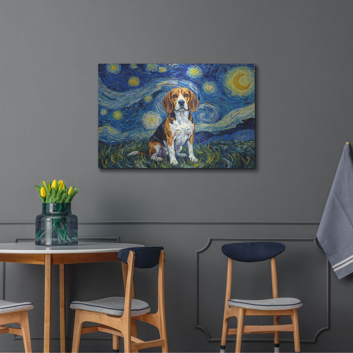 'Beagle Starry Night' by Rich Monet Metal Wall Art