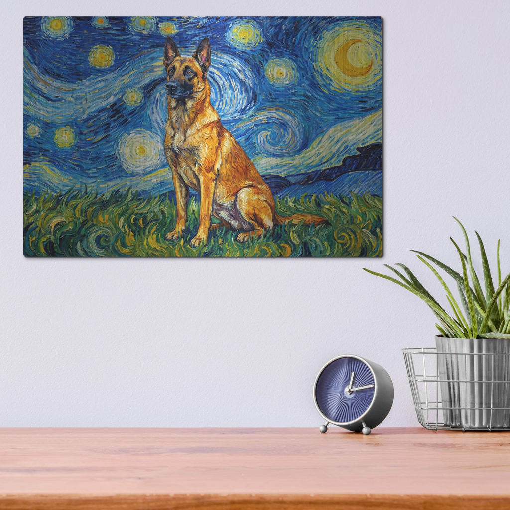 'Belgian Malinois Starry Night' by Rich Monet Metal Wall Art