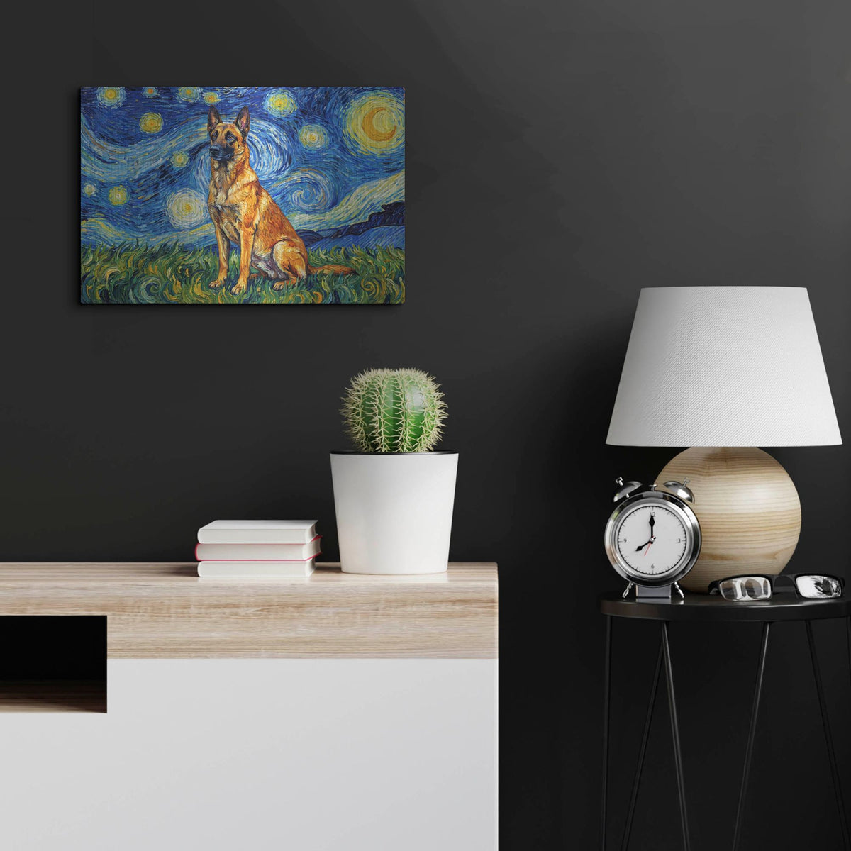 'Belgian Malinois Starry Night' by Rich Monet Metal Wall Art