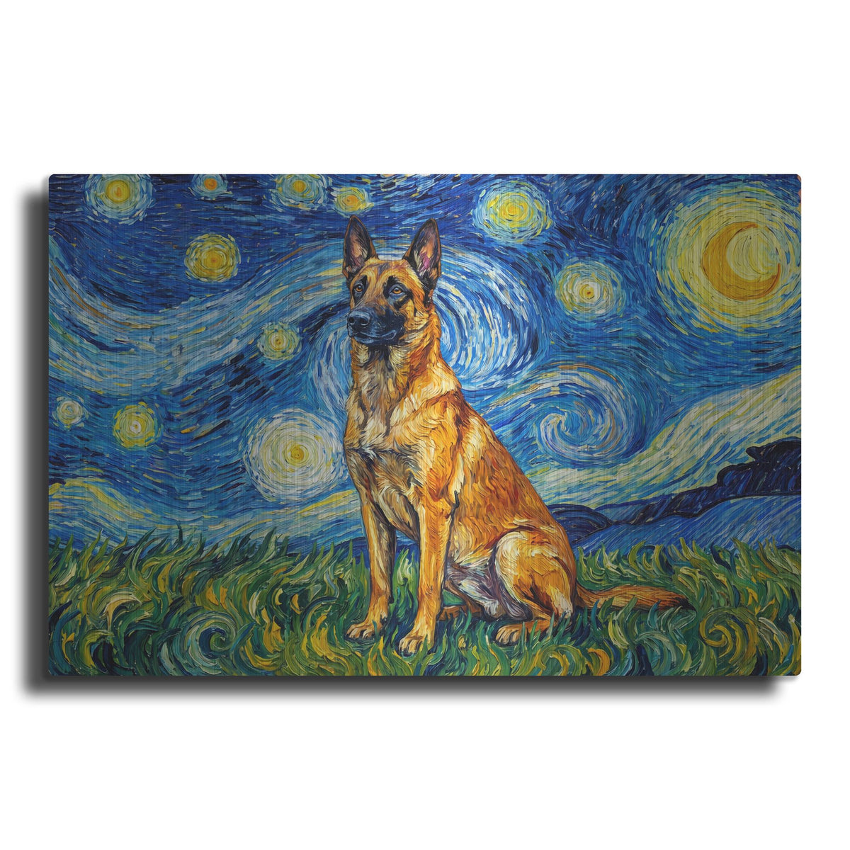 'Belgian Malinois Starry Night' by Rich Monet Metal Wall Art