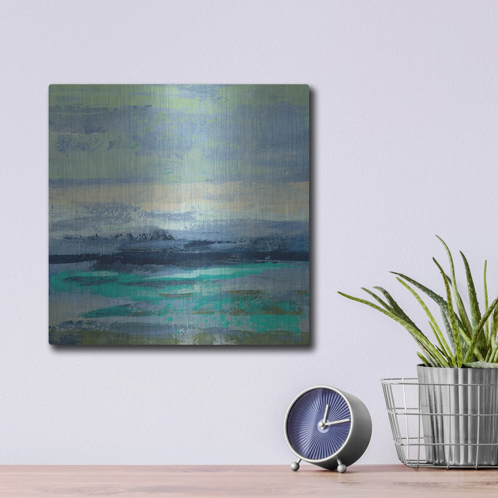 'Teal Wave II' by Silvia Vassileva – Metal Wall Art, 12x12 room view