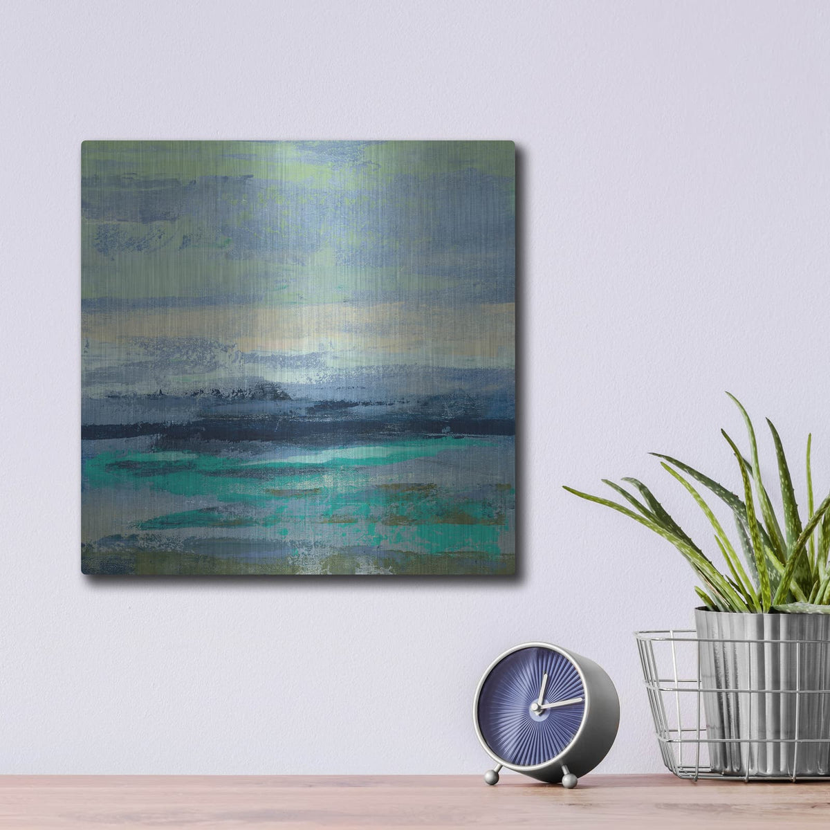 'Teal Wave II' by Silvia Vassileva – Metal Wall Art, 12x12 room view