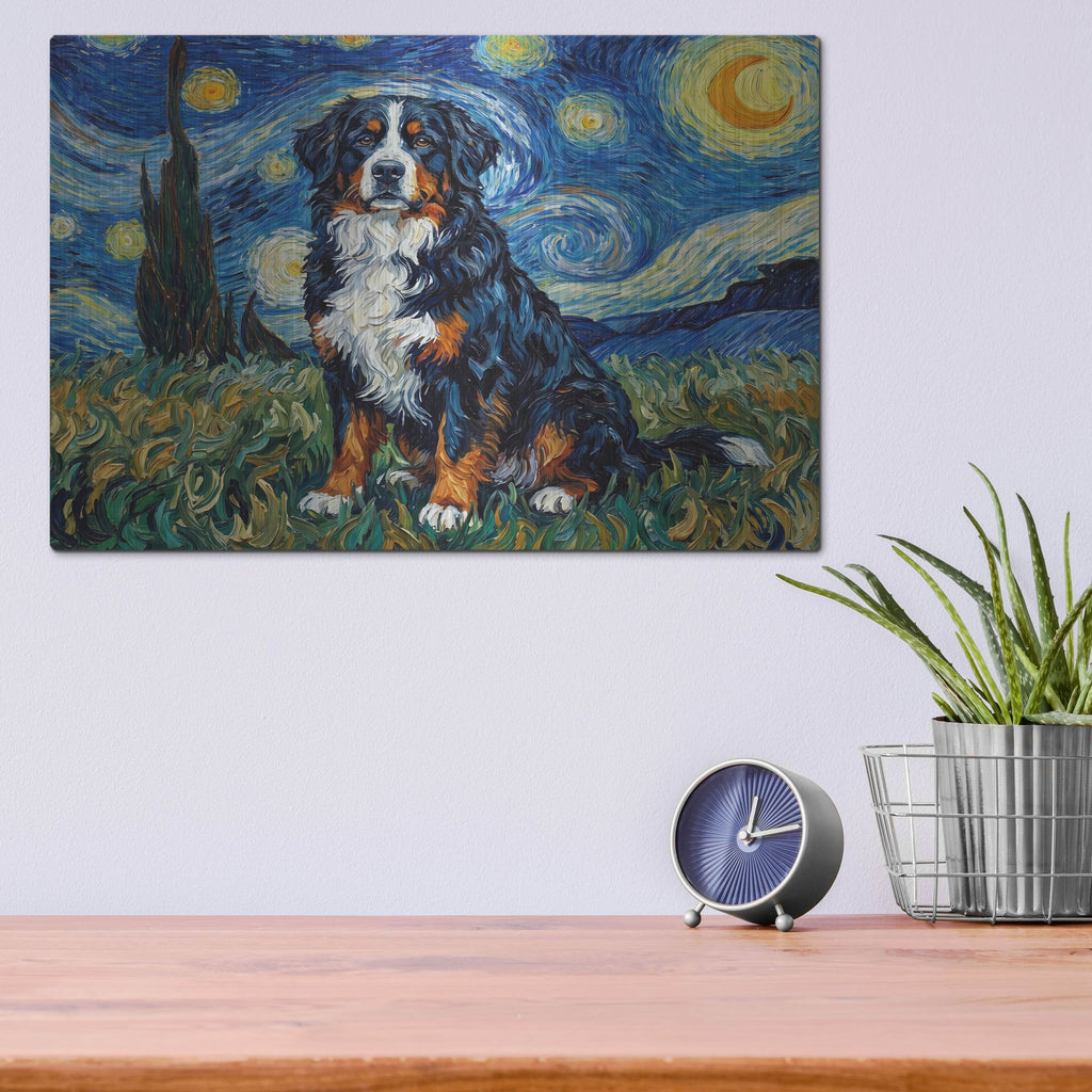 'Bernese Mountain Dog Starry Night' by Rich Monet Metal Wall Art