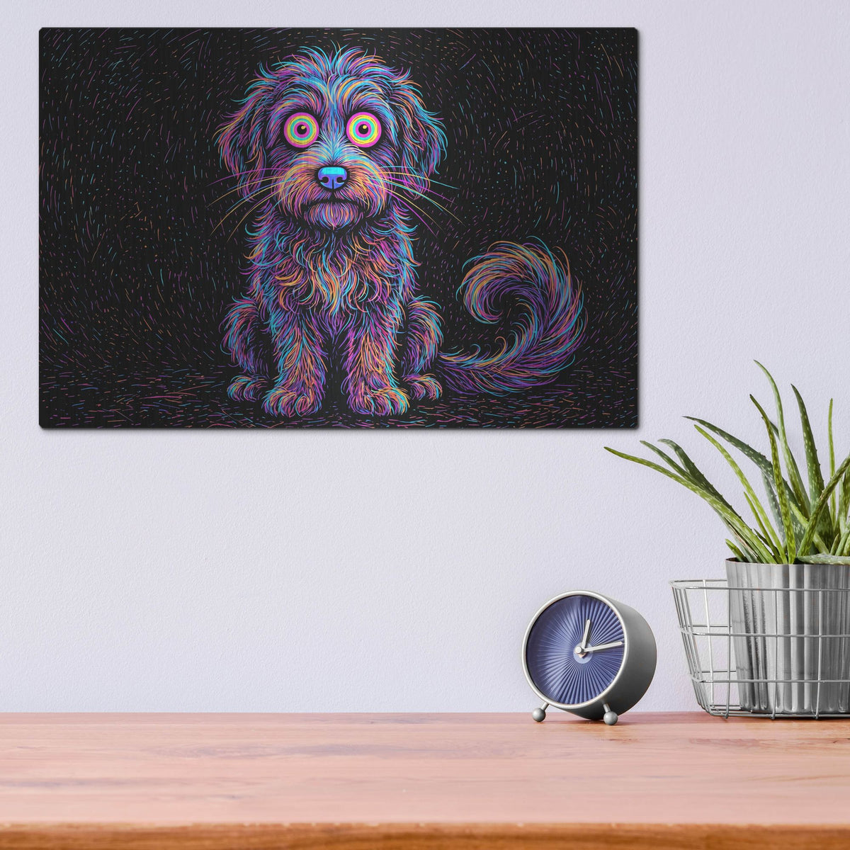 'Bernidoodle Afraid Of Thunder' by Rich Monet Metal Wall Art