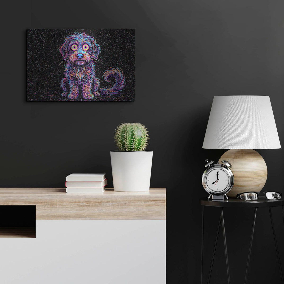 'Bernidoodle Afraid Of Thunder' by Rich Monet Metal Wall Art