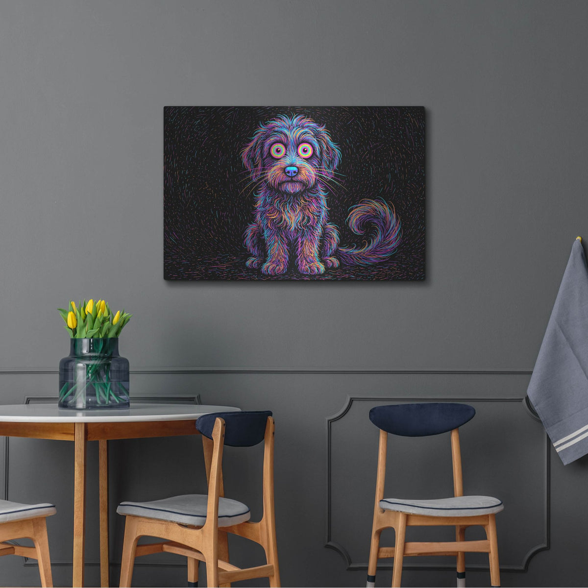 'Bernidoodle Afraid Of Thunder' by Rich Monet Metal Wall Art