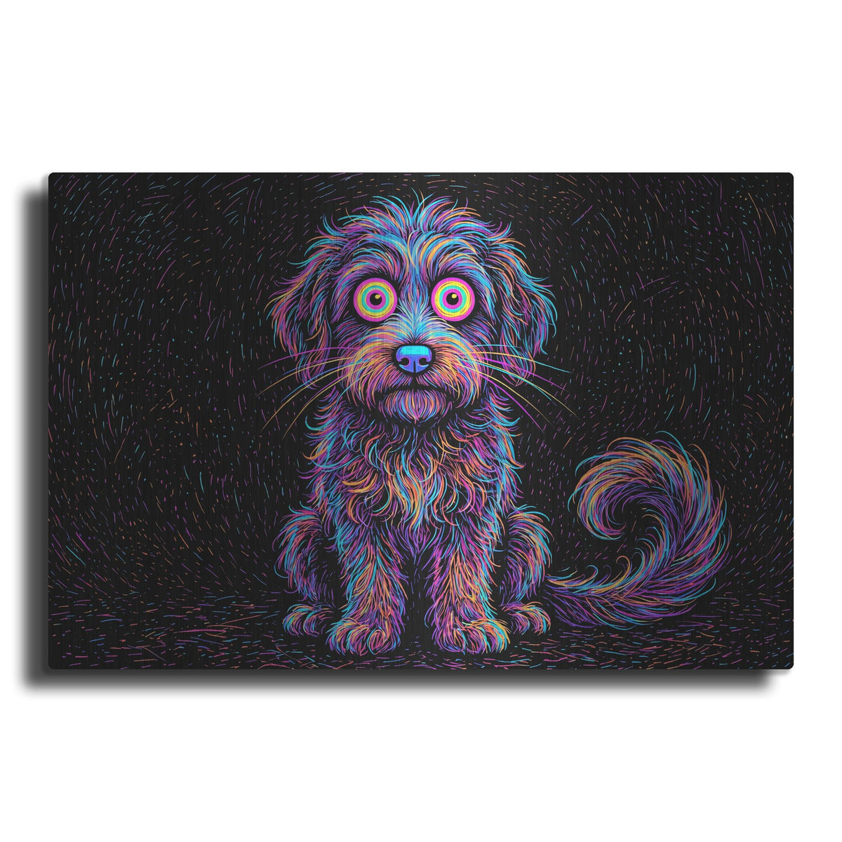 'Bernidoodle Afraid Of Thunder' by Rich Monet Metal Wall Art