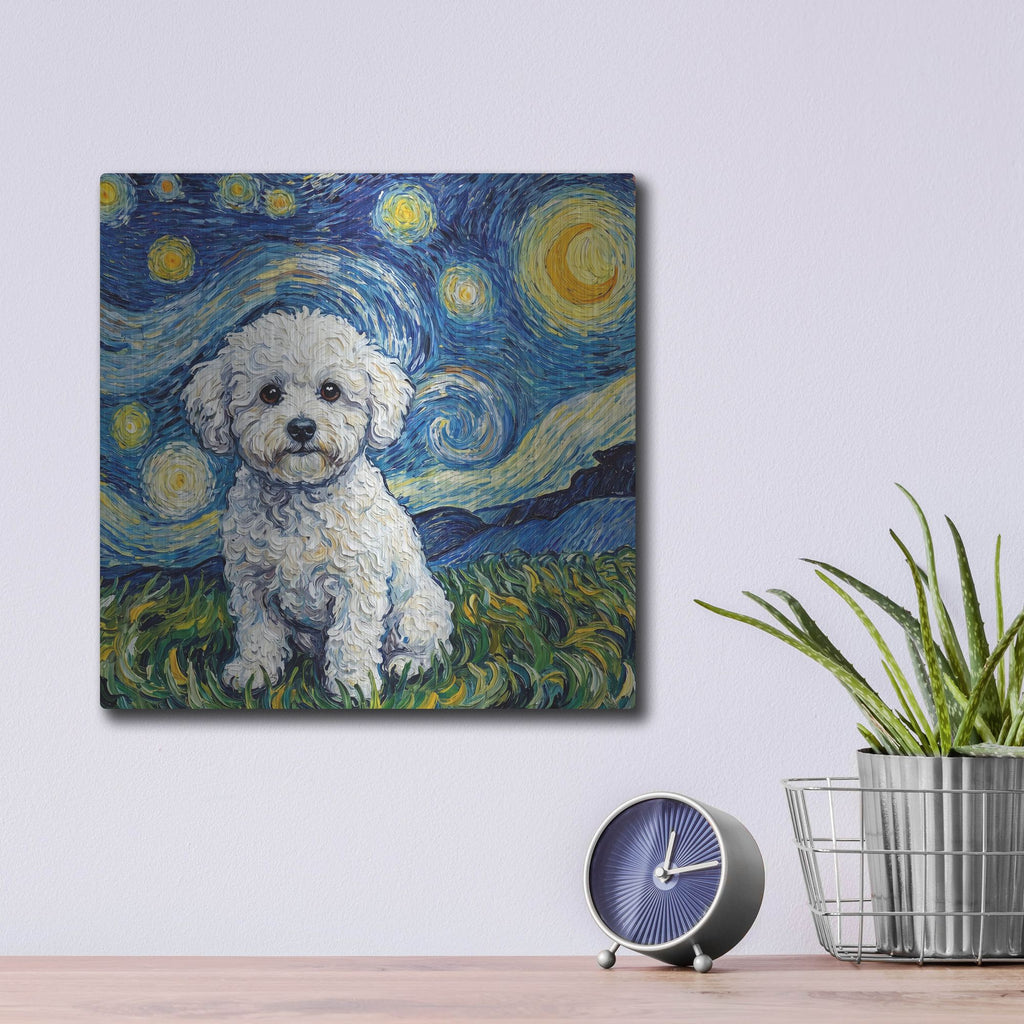 'Bichon Frise Starry Night' by Rich Monet Metal Wall Art