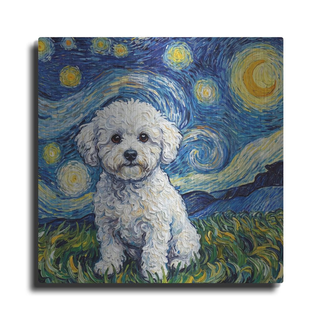 'Bichon Frise Starry Night' by Rich Monet Metal Wall Art