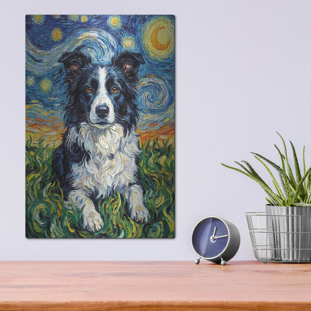 'Border Collie Starry Night' by Rich Monet Metal Wall Art