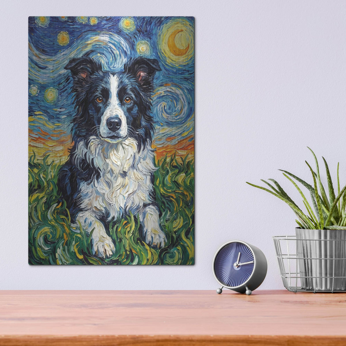 'Border Collie Starry Night' by Rich Monet Metal Wall Art
