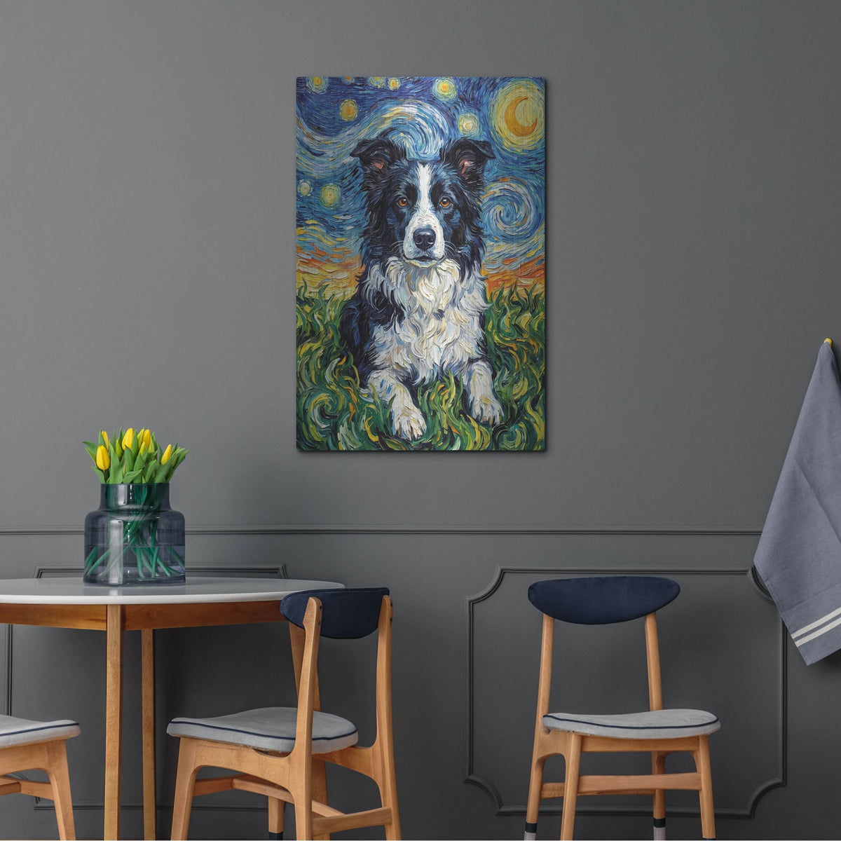 'Border Collie Starry Night' by Rich Monet Metal Wall Art