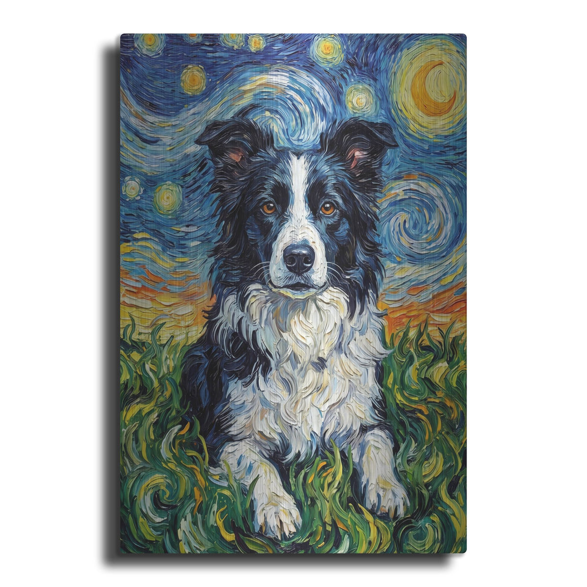 'Border Collie Starry Night' by Rich Monet Metal Wall Art