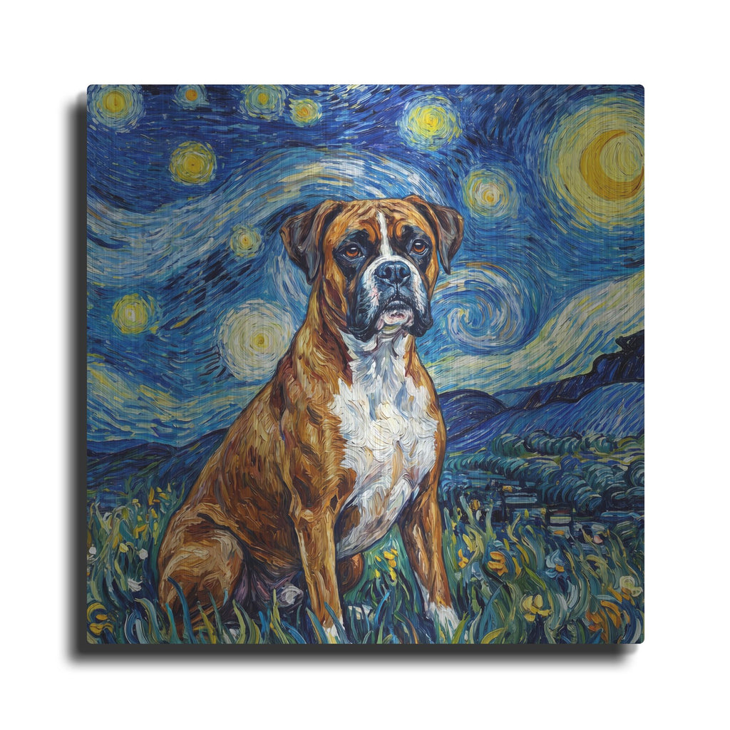 'Boxer Starry Night' by Rich Monet Metal Wall Art