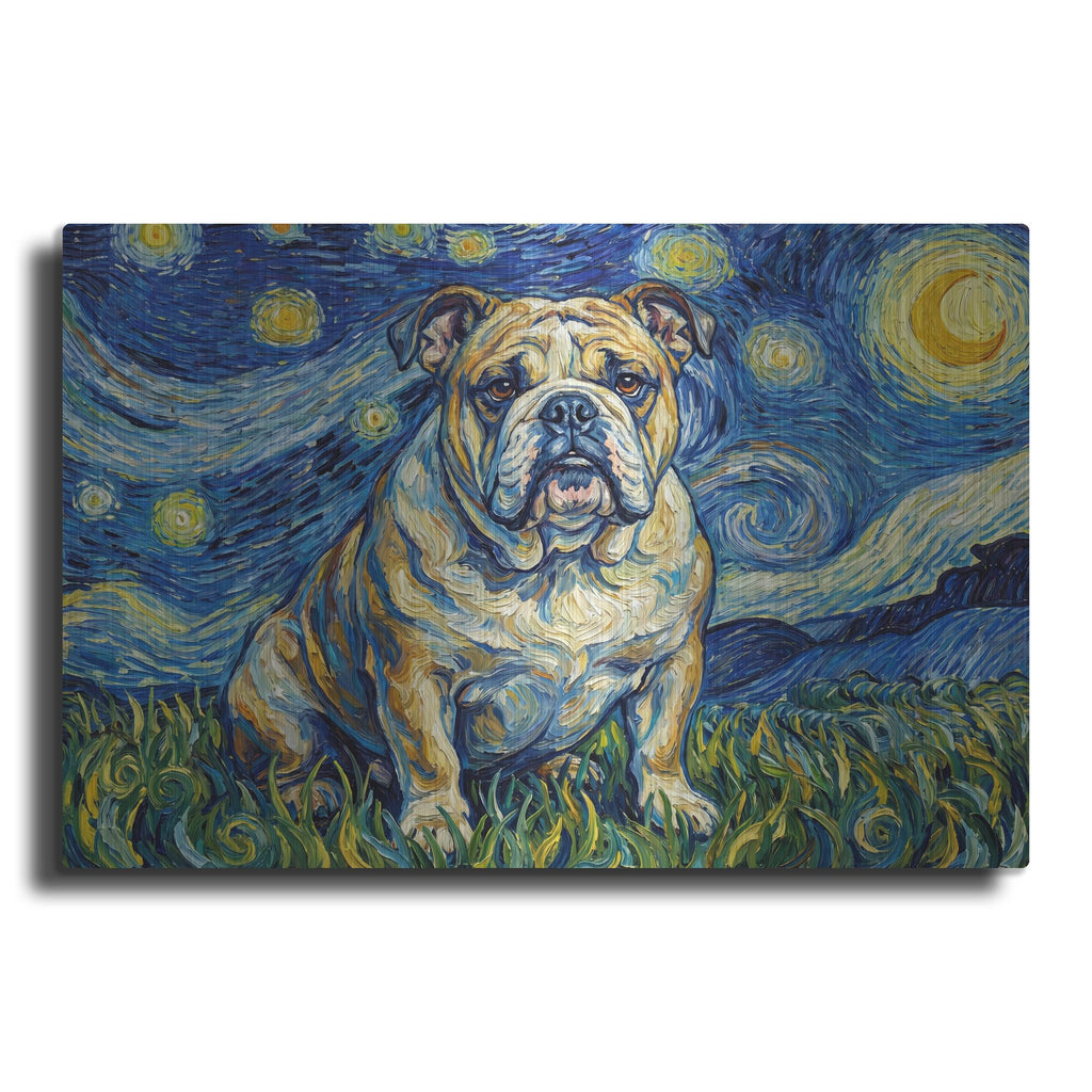 'Bulldog Starry Night' by Rich Monet Metal Wall Art