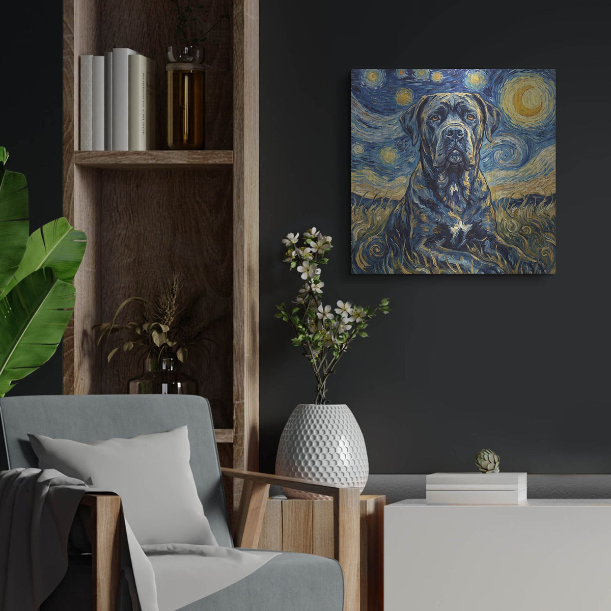 'Cane Corso Starry Night' by Rich Monet Metal Wall Art
