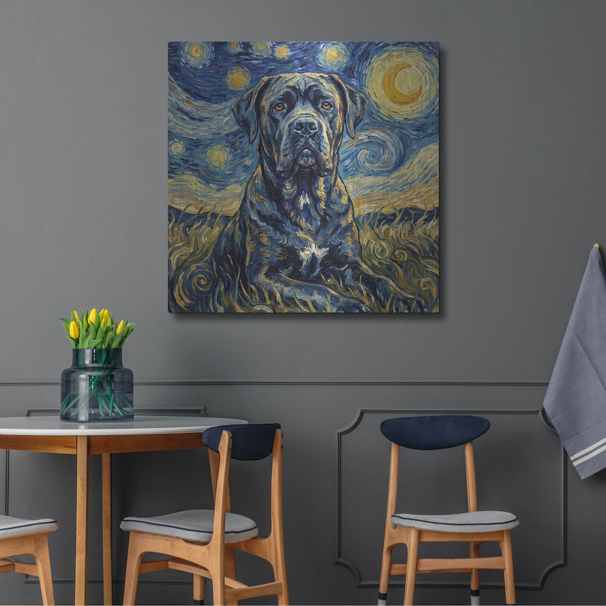 'Cane Corso Starry Night' by Rich Monet Metal Wall Art