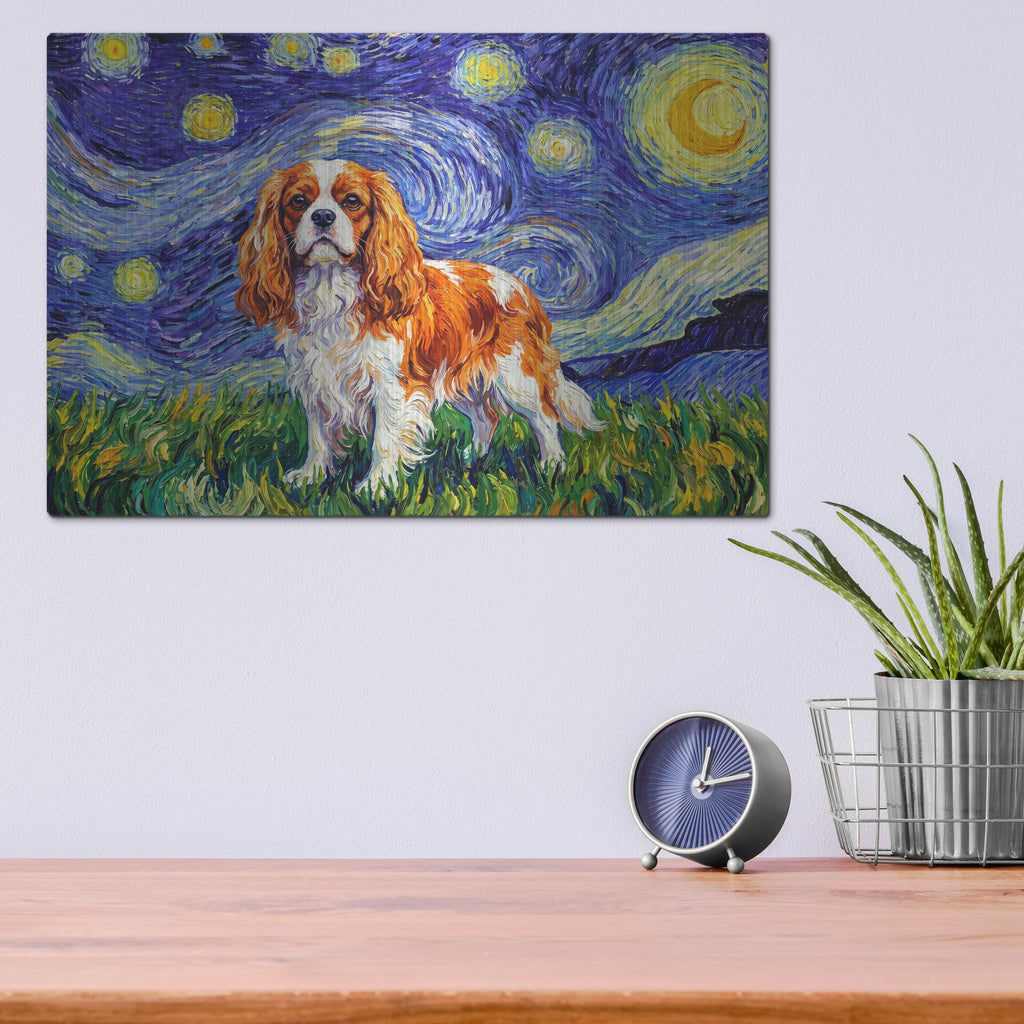 'Cavalier King Charles Spaniel Starry Night' by Rich Monet Metal Wall Art