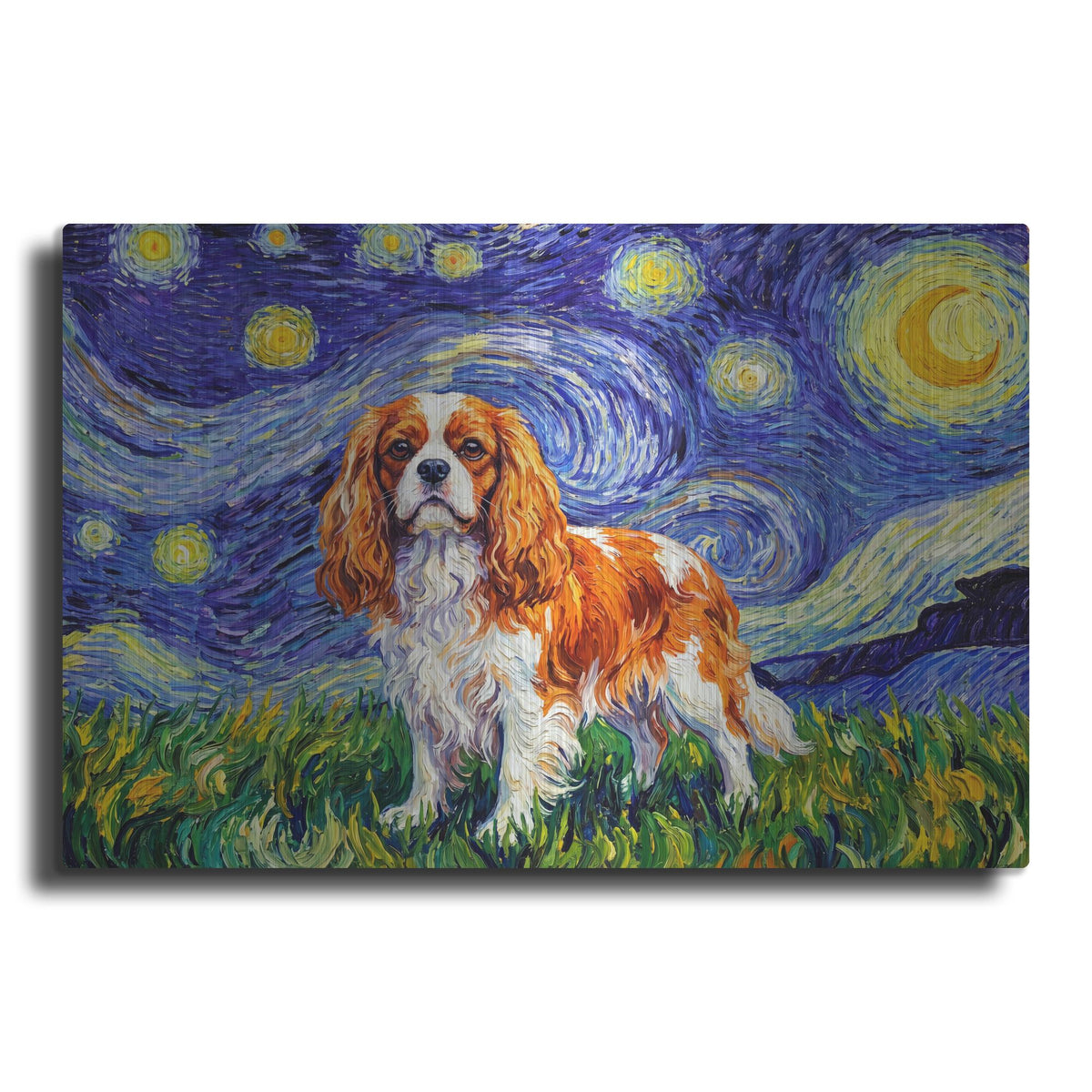 'Cavalier King Charles Spaniel Starry Night' by Rich Monet Metal Wall Art