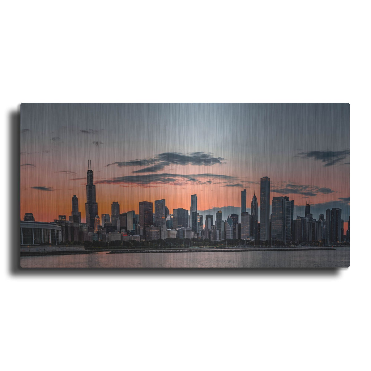 'Chicago Skyline Sunset' by Rich Monet Metal Wall Art