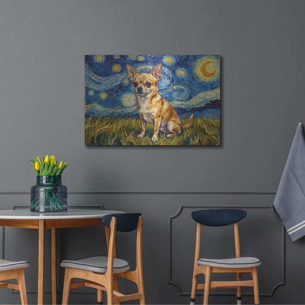 'Chihuahua Starry Night' by Rich Monet Metal Wall Art