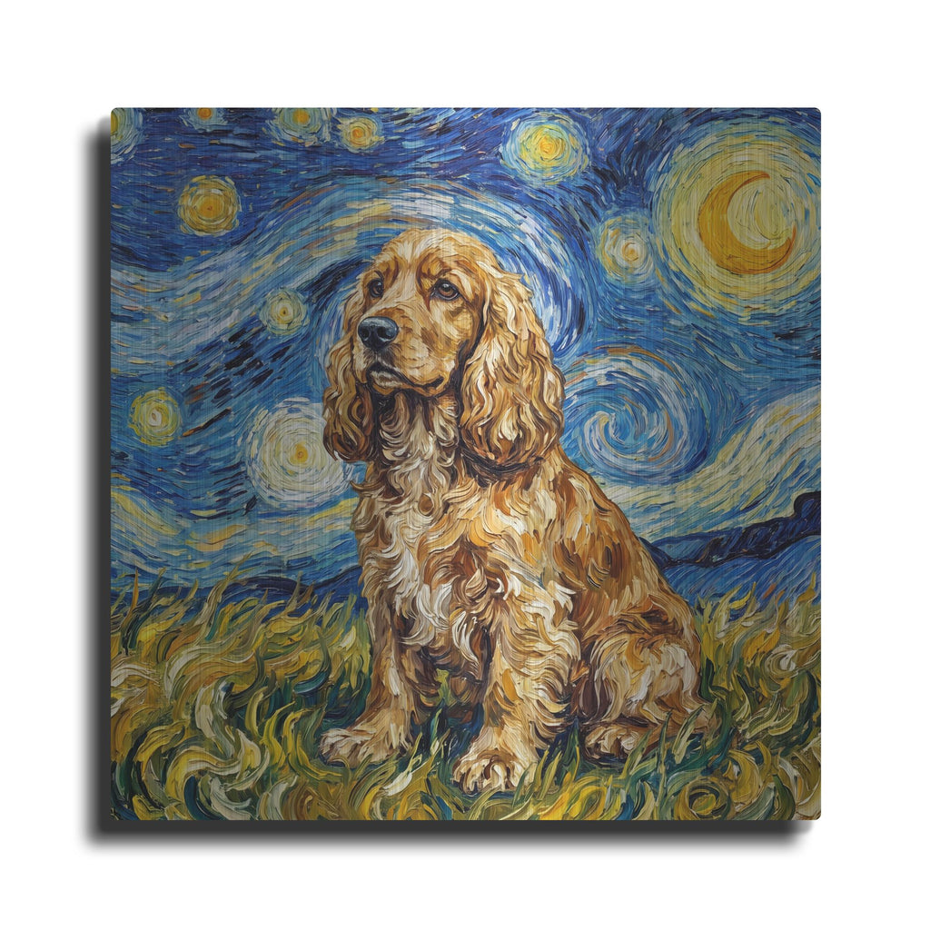 'Cocker Spaniel Starry Night' by Rich Monet Metal Wall Art