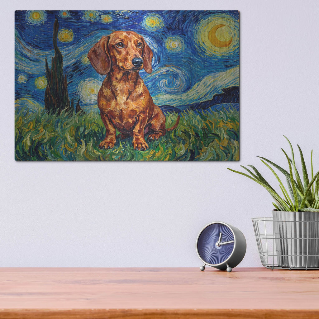 'Dachshund Starry Night' by Rich Monet Metal Wall Art