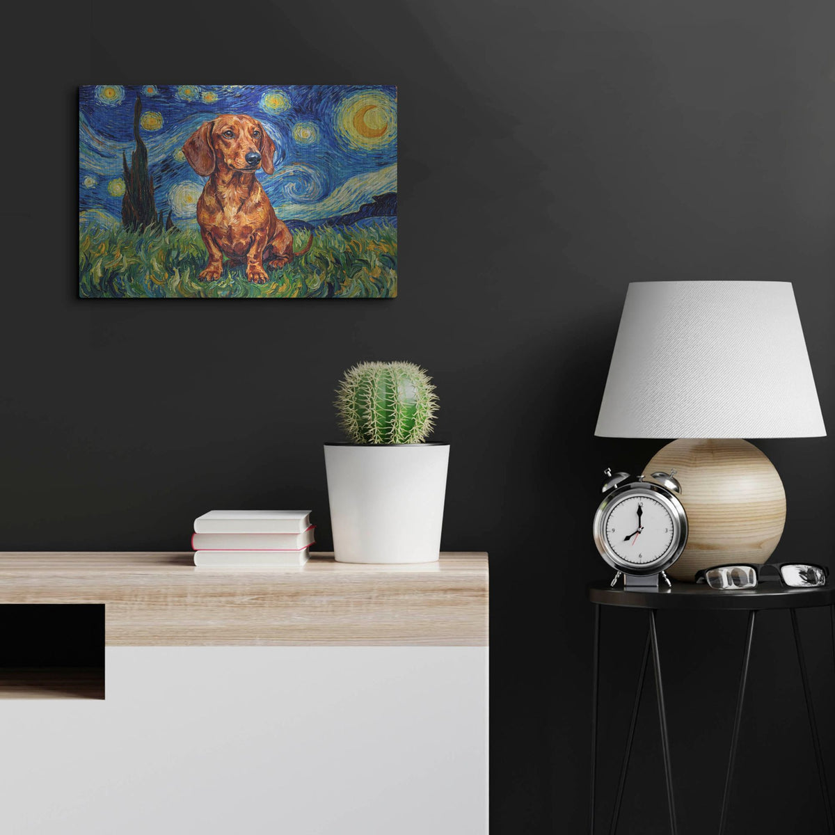 'Dachshund Starry Night' by Rich Monet Metal Wall Art