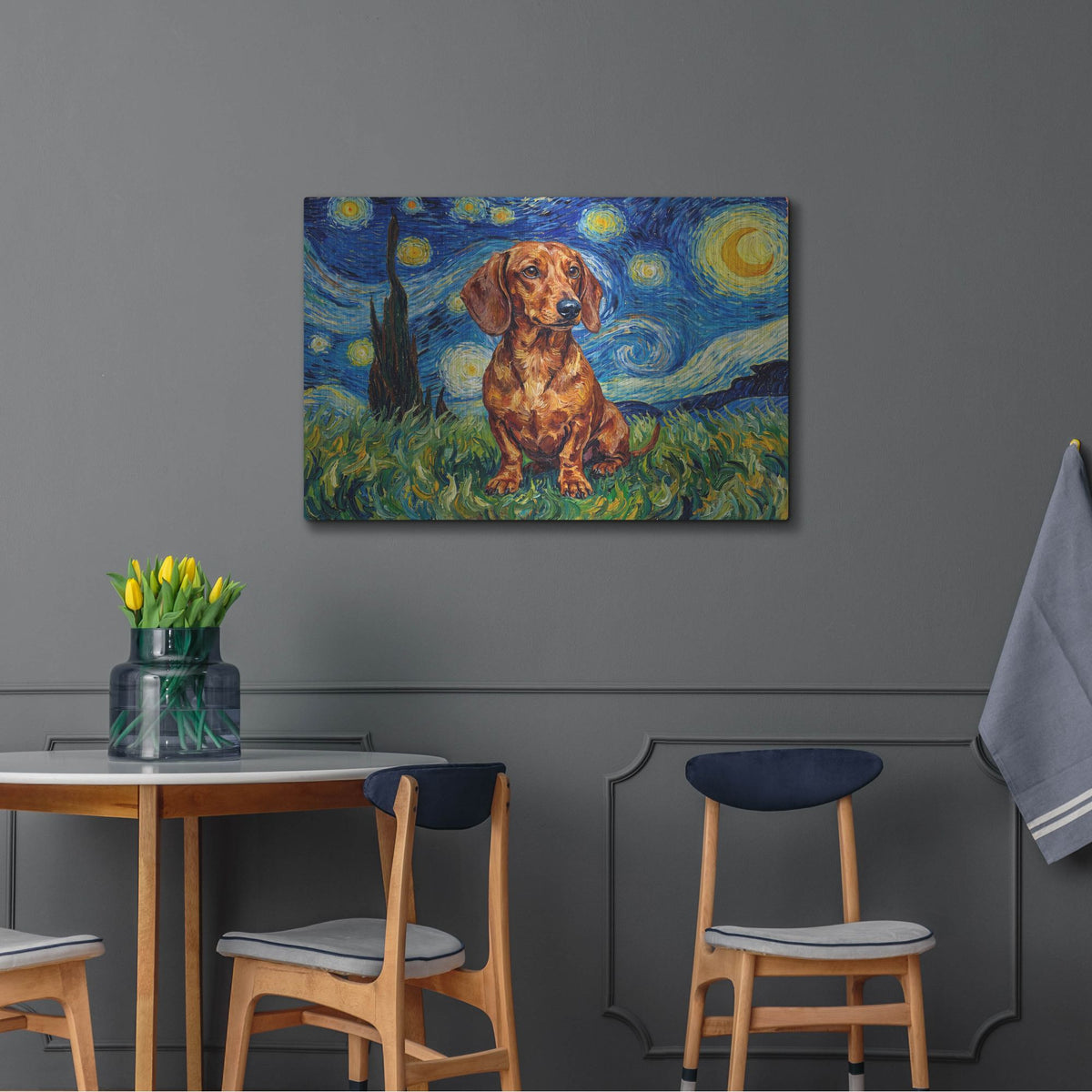 'Dachshund Starry Night' by Rich Monet Metal Wall Art