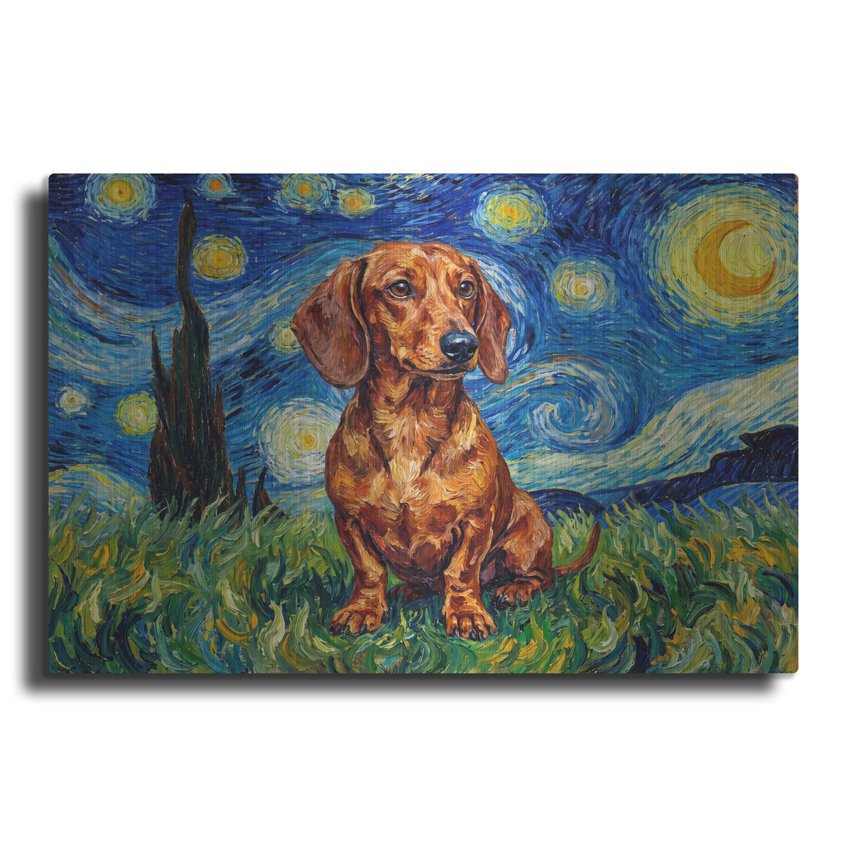 'Dachshund Starry Night' by Rich Monet Metal Wall Art