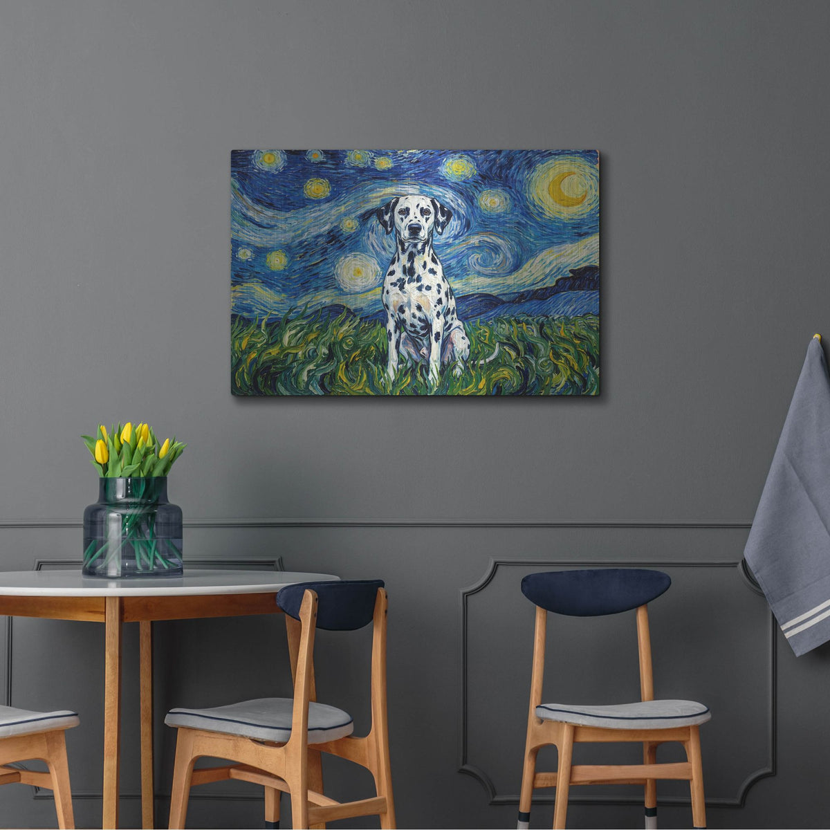 'Dalmatian Starry Night' by Rich Monet Metal Wall Art