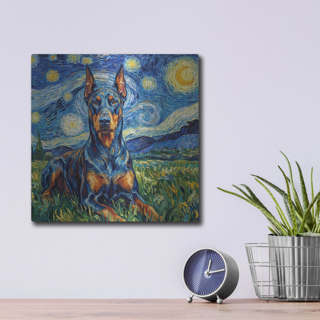 'Doberman Pinscher Starry Night' by Rich Monet Metal Wall Art