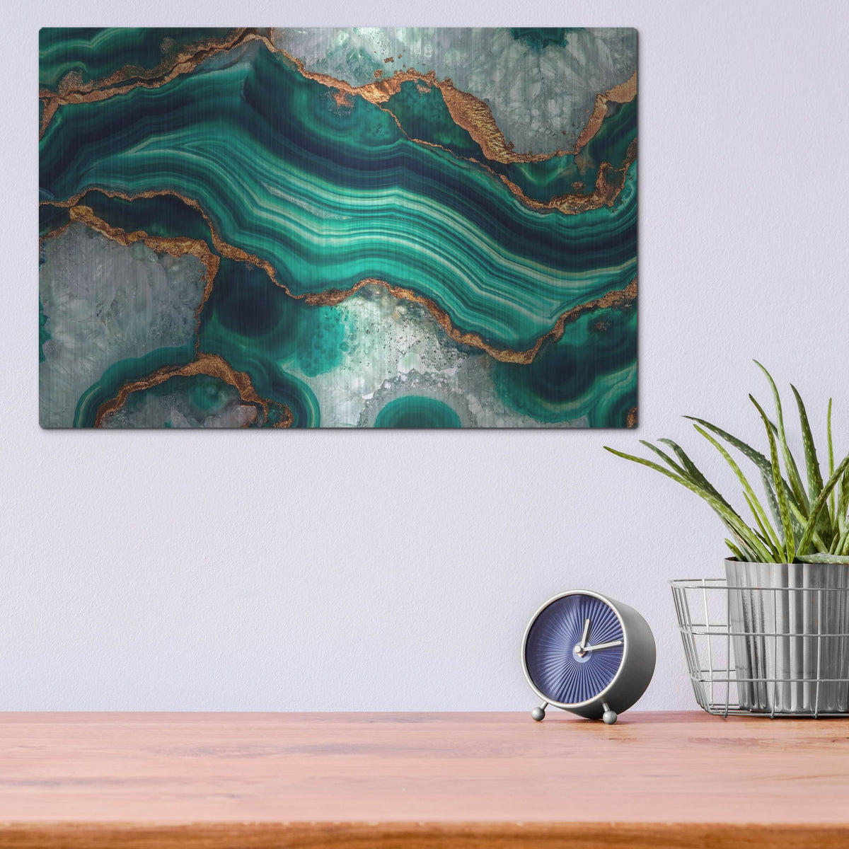 'Emerald And Gold Banded Agate' by Rich Monet Metal Wall Art