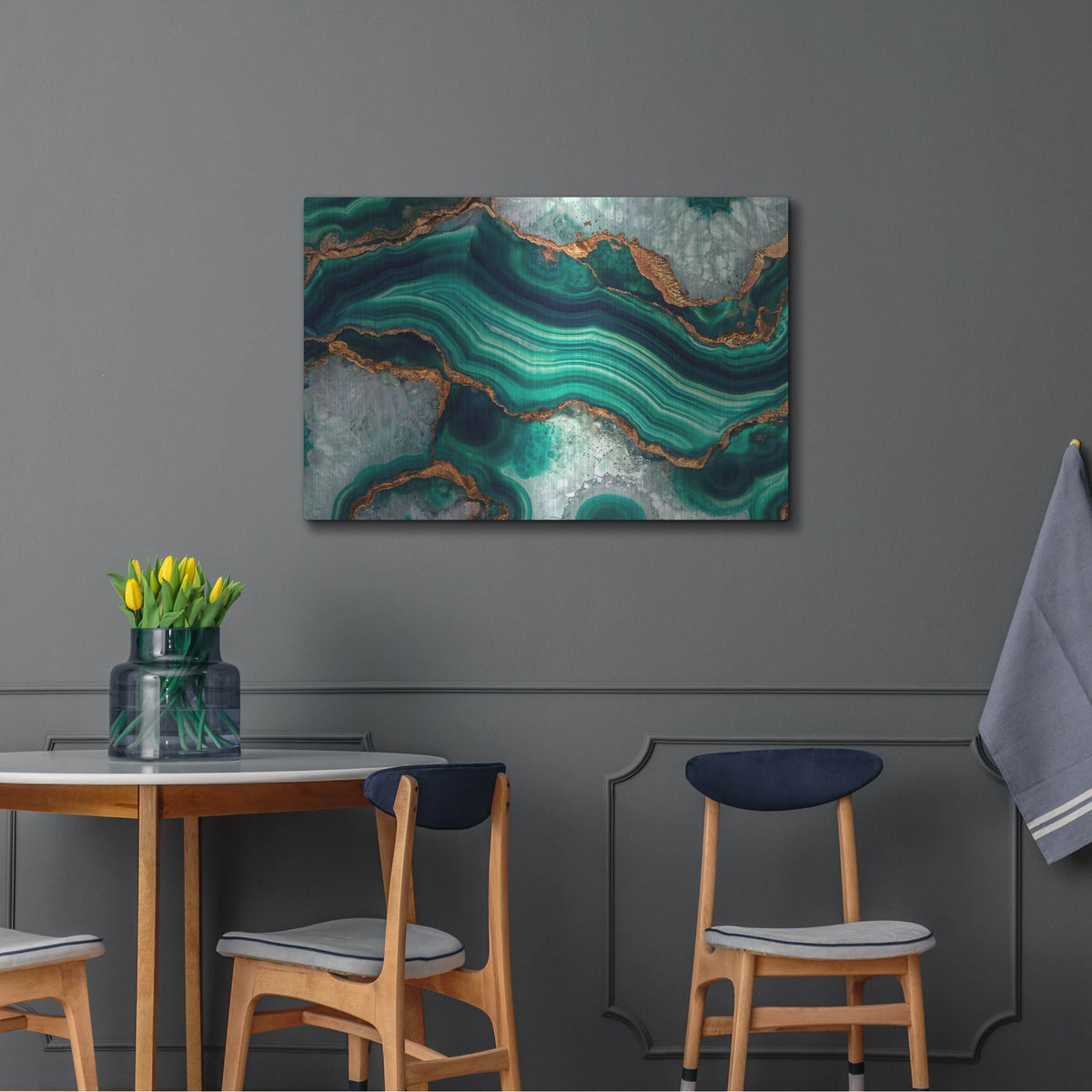 'Emerald And Gold Banded Agate' by Rich Monet Metal Wall Art