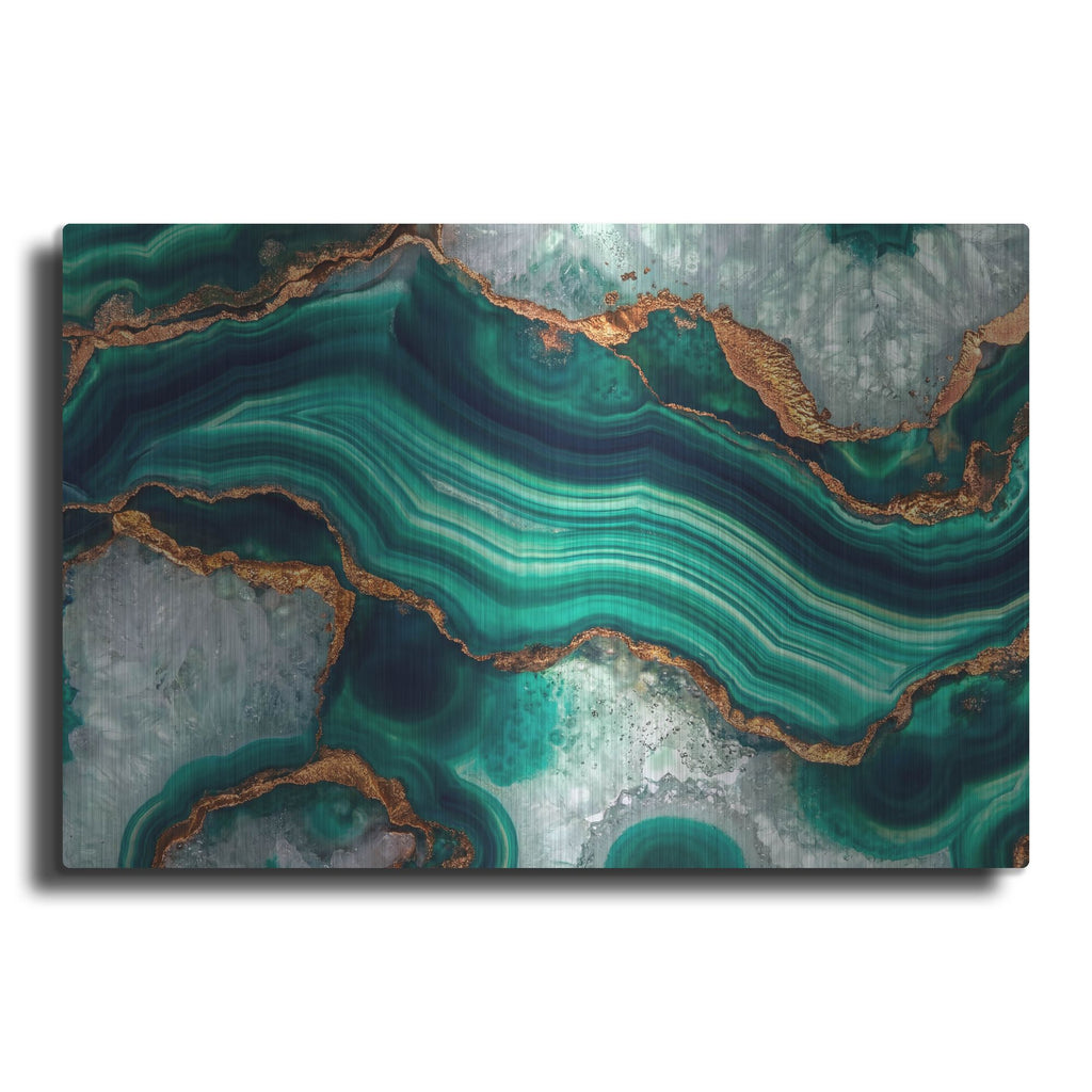 'Emerald And Gold Banded Agate' by Rich Monet Metal Wall Art