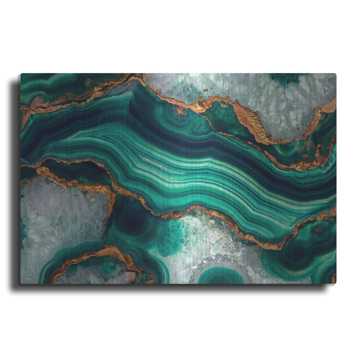 'Emerald And Gold Banded Agate' by Rich Monet Metal Wall Art